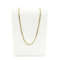 Two-tone gold navy link necklace; Men's