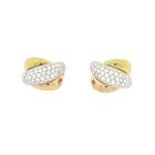 Image 2 of Tricolor gold stud earrings with diamonds; Approx. 3.00 ct.