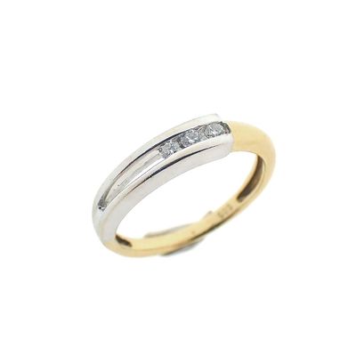 Image 1 of Two-tone gold subtle ring with diamonds; 0.10 ct.