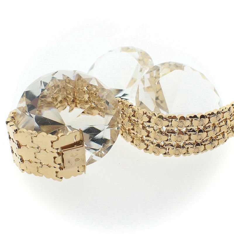 Image 4 of Vintage gold wide floral link bracelet