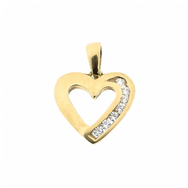 Image 1 of Gold pendant of a heart with zirconia