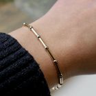 Image 10 of Two-tone gold bar link bracelet | 19 cm