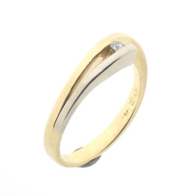 Two-tone gold subtle ring with diamond; 0.04 ct. Image 1 of Two-tone gold subtle ring with diamond; 0.04 ct.