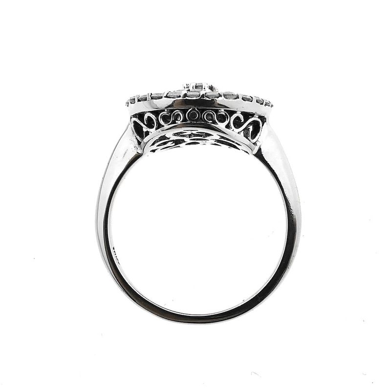 Image 6 of 18-karat white gold vintage cocktail ring with 1.96 ct. diamonds.