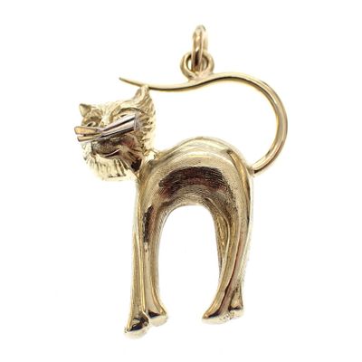 Image 1 of Gold pendant of an abstract cat