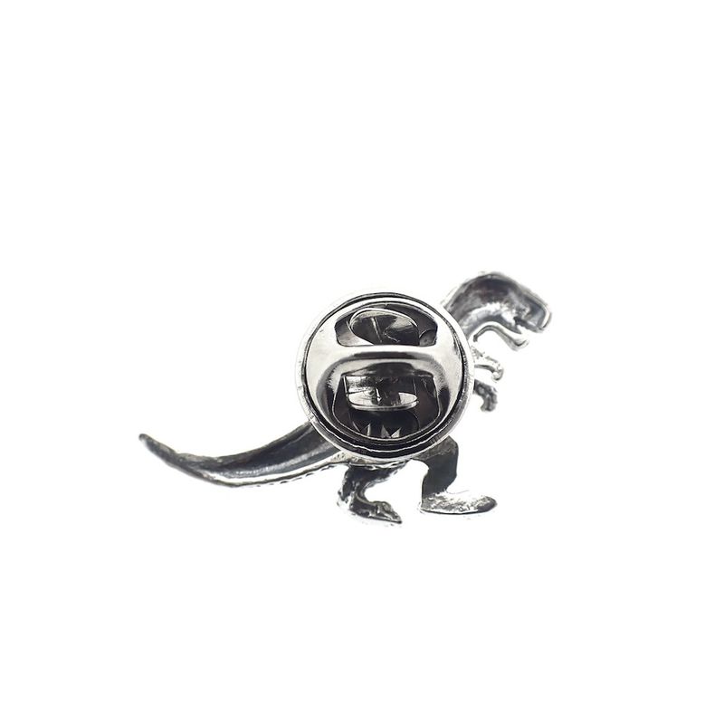 Image 4 of Silver Dinosaur Button | T-Rex