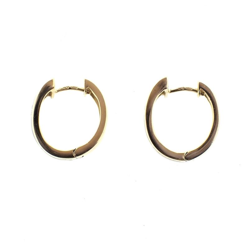 Image 5 of Two-tone gold earrings with diamonds | Ø 17 mm