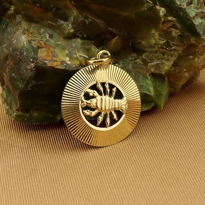 Image 2 of Gold zodiac sign pendant; Cancer | Fabiola