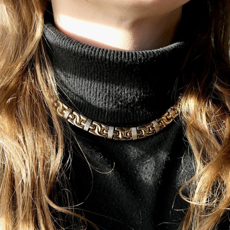 Image 8 of Two-tone gold fantasy link necklace