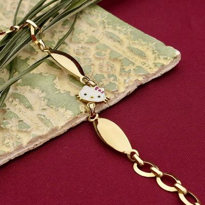 Afbeelding 2 van Gouden Hello Kitty kinderarmband met emaille | 14 cm 