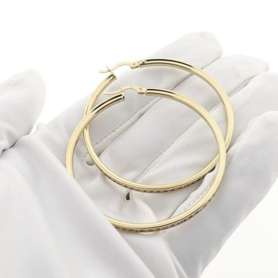 Image 1 of Gold earrings with zirconia; Ø 51.5 mm