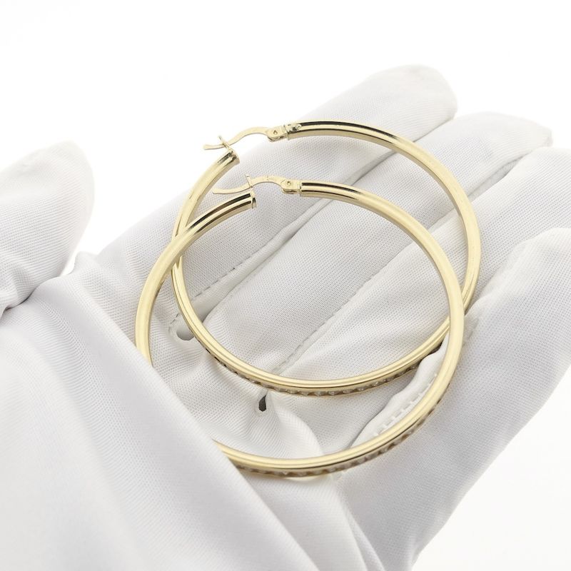 Image 1 of Gold earrings with zirconia; Ø 51.5 mm