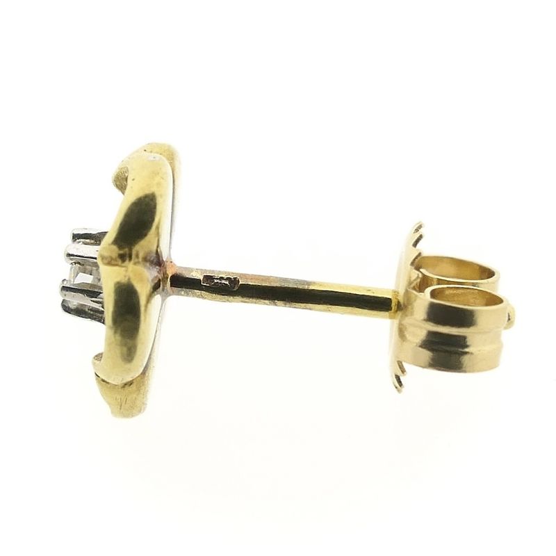 Image 7 of Gold stud earrings of a flower with diamond | 0.06 ct.