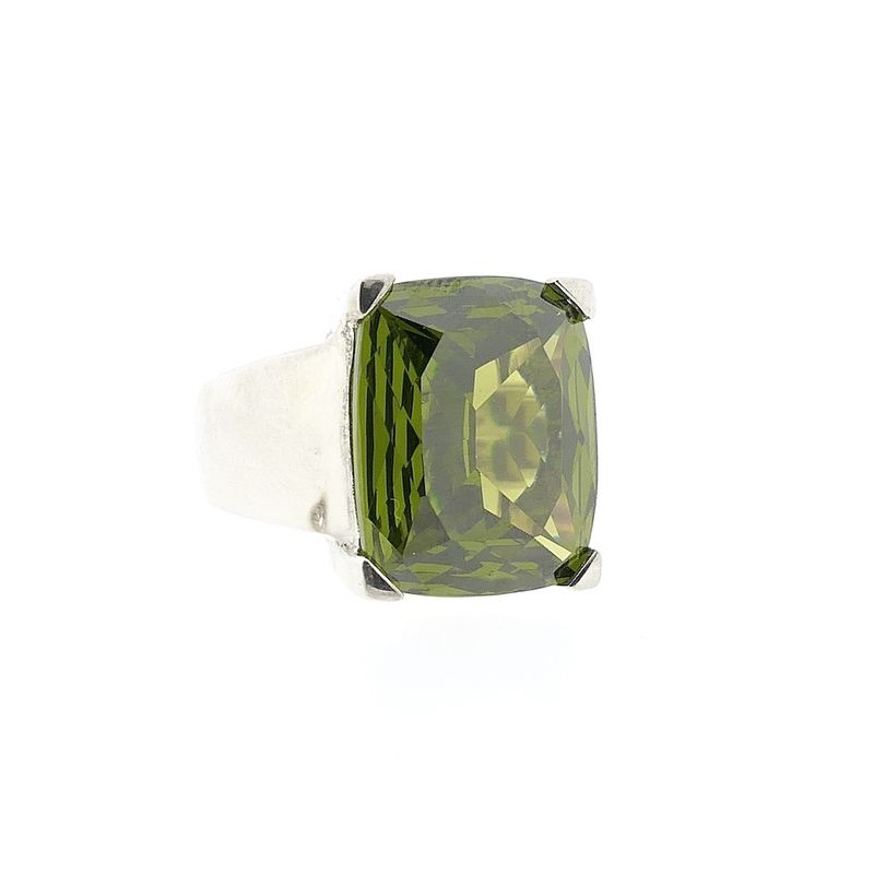 Image 6 of Silver ring with olive green zirconia stone