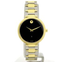 Movado Museum Classic; Two-tone automatic women's watch with black dial; 0607679