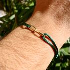 Image 2 of Forever Knots® Handmade Green Satin Bracelet with Gold Link