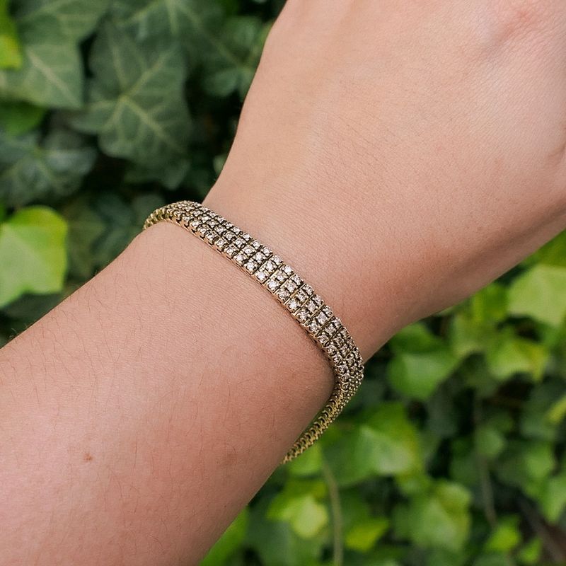 Image 8 of Gold link bracelet with diamonds; 2.19 ct.