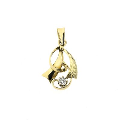 Image 1 of Golden fantasy pendant with diamond | 0.25 ct.