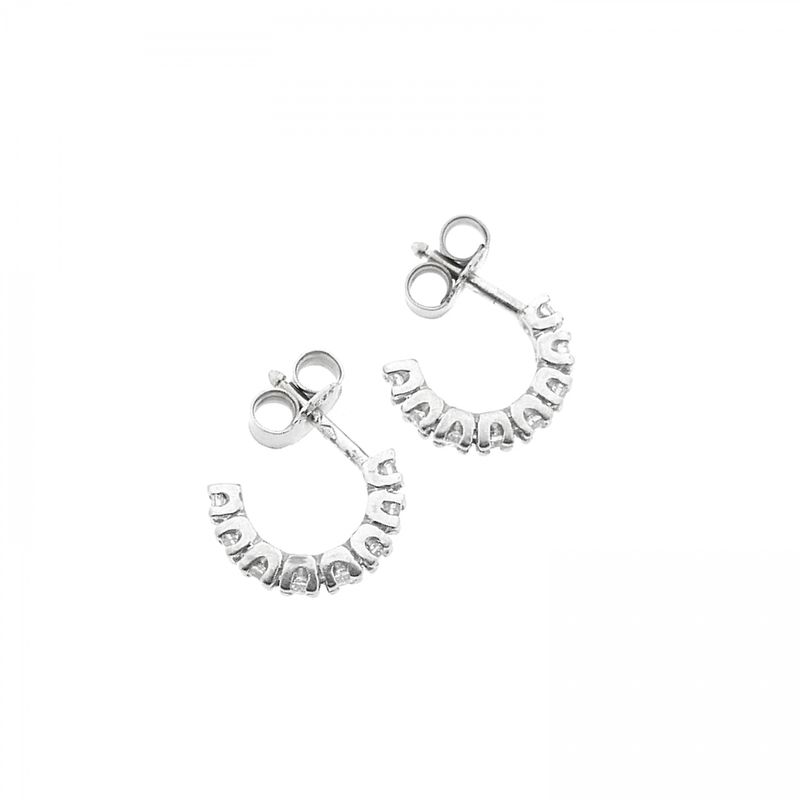 Image 6 of White gold semi-circular stud earrings with diamonds; 0.48 ct.