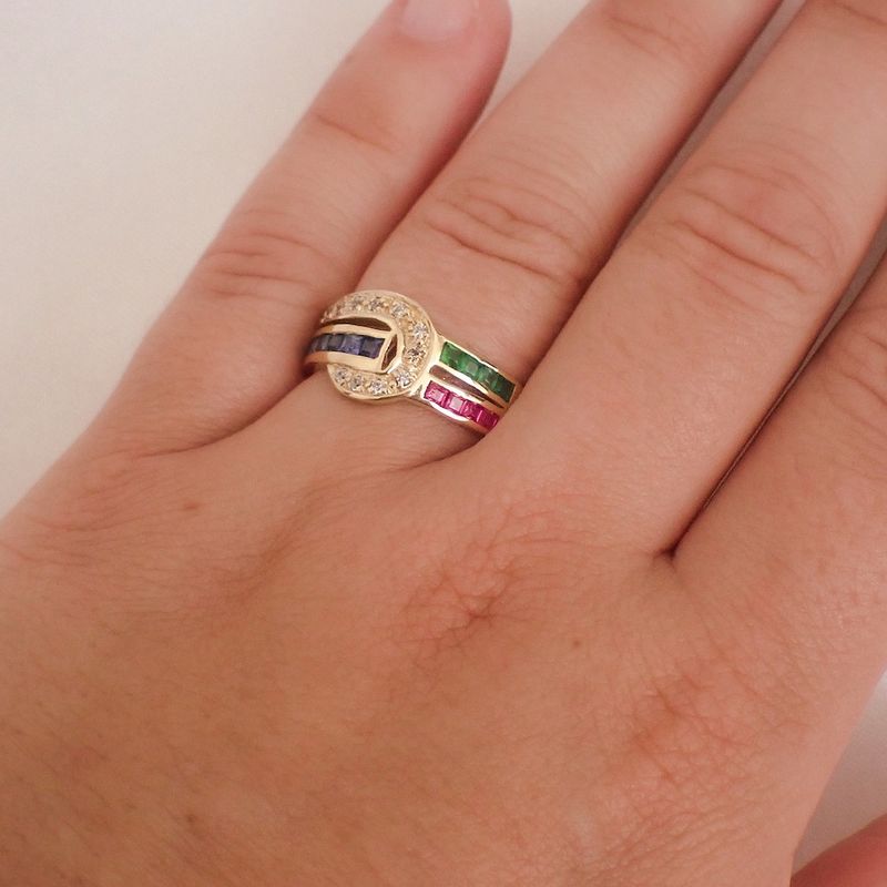 Image 4 of 18K gold ring with zirconia and a mix of gemstones