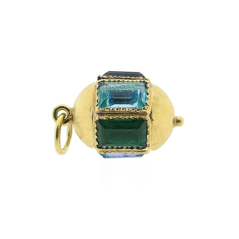 Image 7 of 18 ct. Gold Oriental pendant with colored zirconias