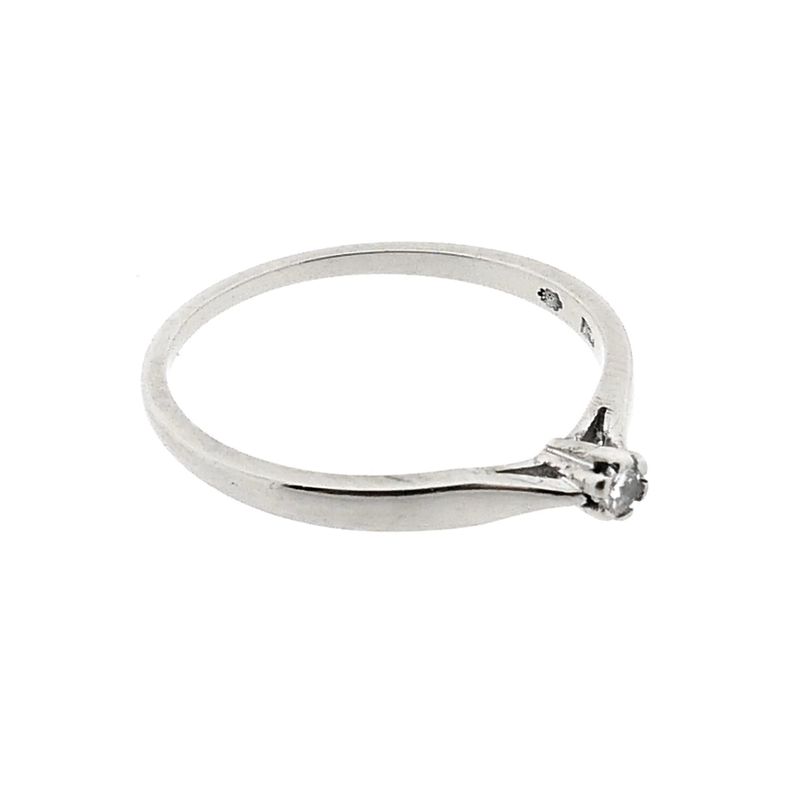 Image 7 of White Gold Solitaire Ring; Diamond 0.04 ct.; 14 Karat; Size 16.75