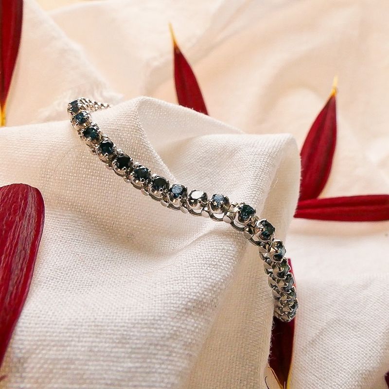 Image 6 of White gold bracelet with blue moissanite; 2.75 ct.