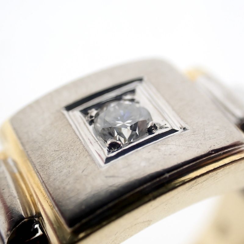 Image 3 of Bicolor Rolex president band ring with diamond | 0.10 ct.