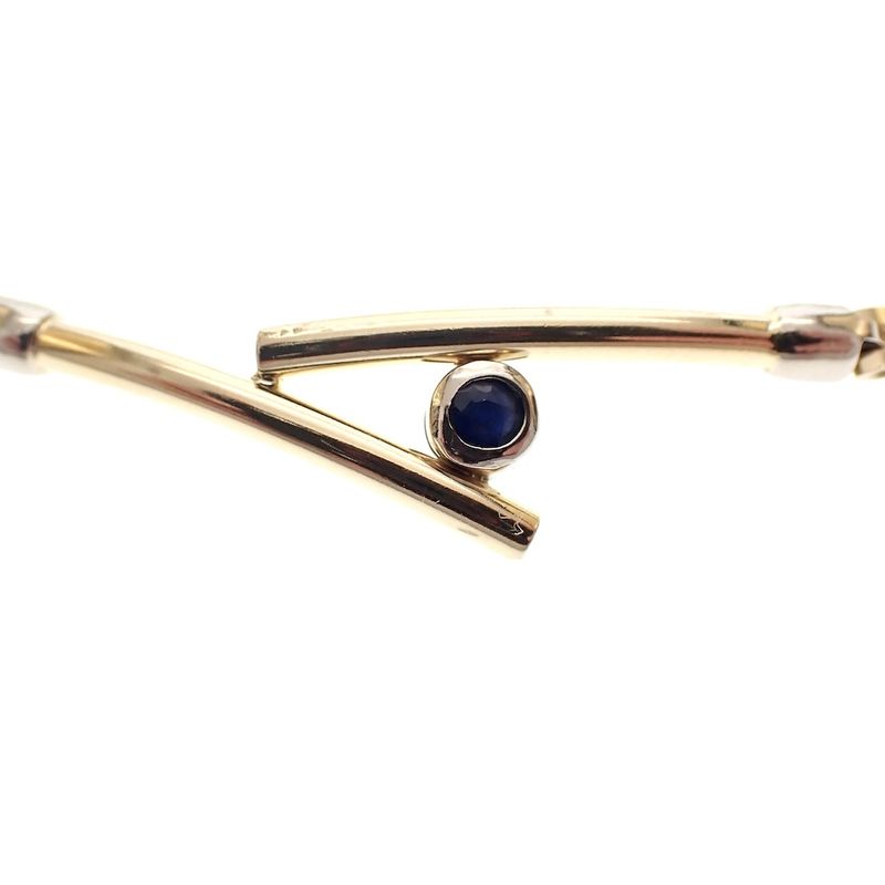 Image 6 of Two-tone gold Bismarck link bracelet with sapphire