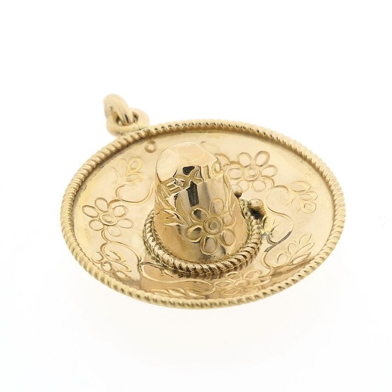 Image 8 of Gold sombrero pendant | Mexico