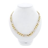 Wide two-tone gold Figaro link necklace; Men's | 64 cm