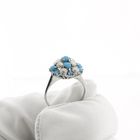 Image 6 of White gold entourage ring with baroque pearl and turquoise