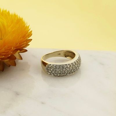 Image 2 of Golden Pavé Ring with Zirconia