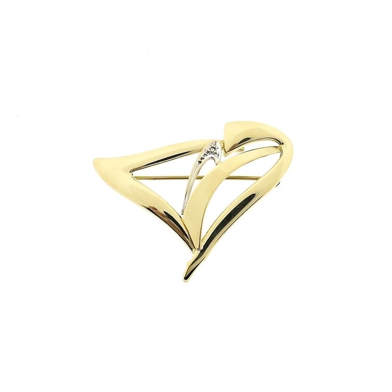 Image 2 of Two-tone gold fantasy brooch with diamond; 0.005 ct.