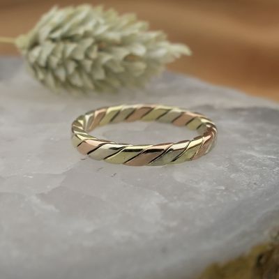 Image 2 of Tricolor gold twisted sliding ring