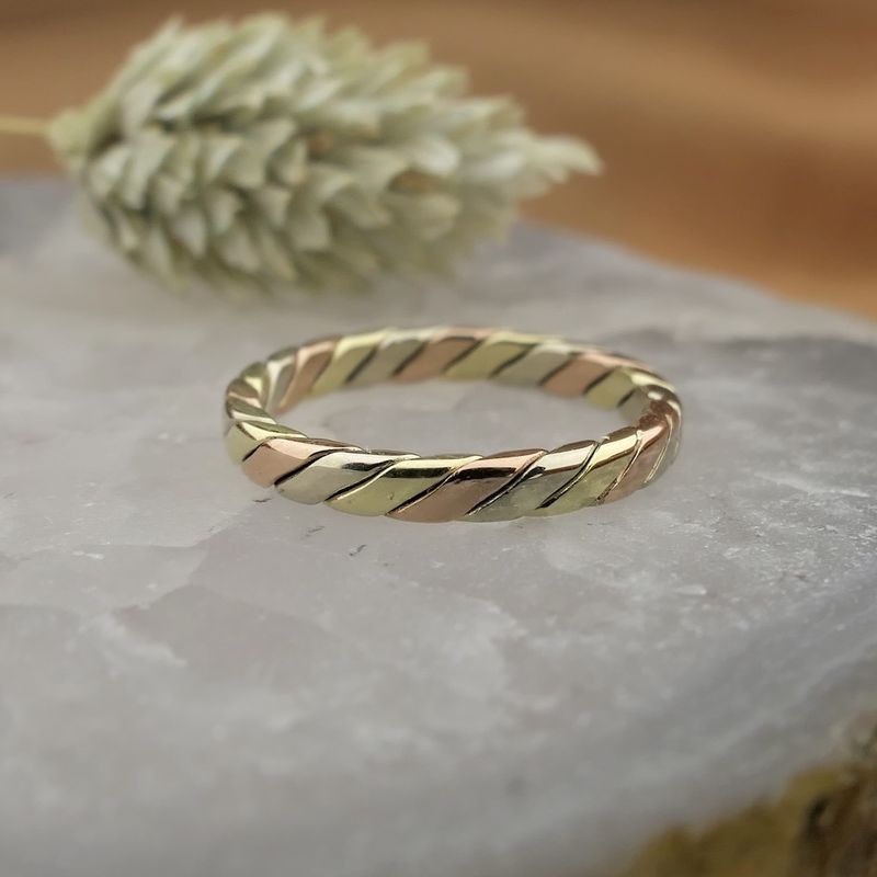 Image 2 of Tricolor gold twisted sliding ring