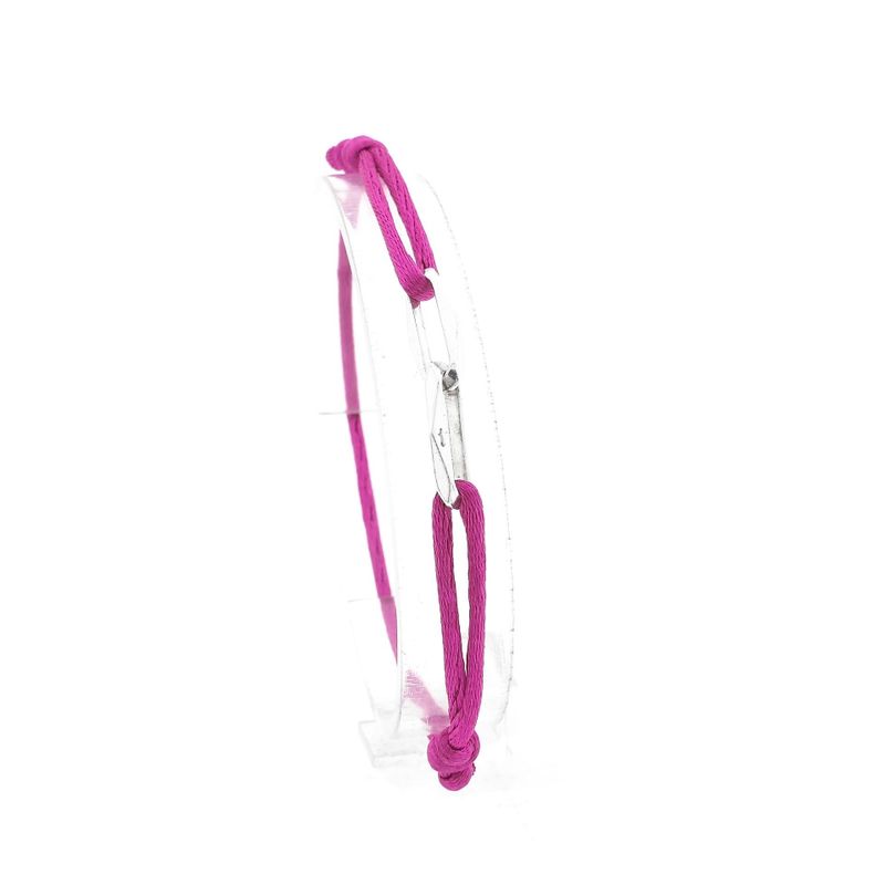 Image 5 of Forever Knots® Handmade Magenta Satin Bracelet with Silver Link