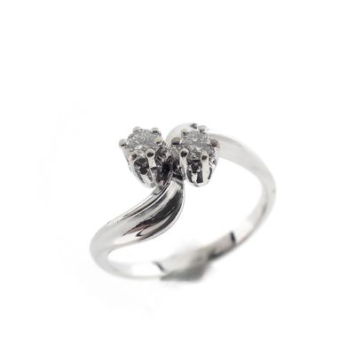 Image 1 of 18 carat white gold ring with 0.20 ct. diamonds.