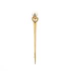 Image 1 of Gold long brooch with pearl and diamonds; 0.055 ct.