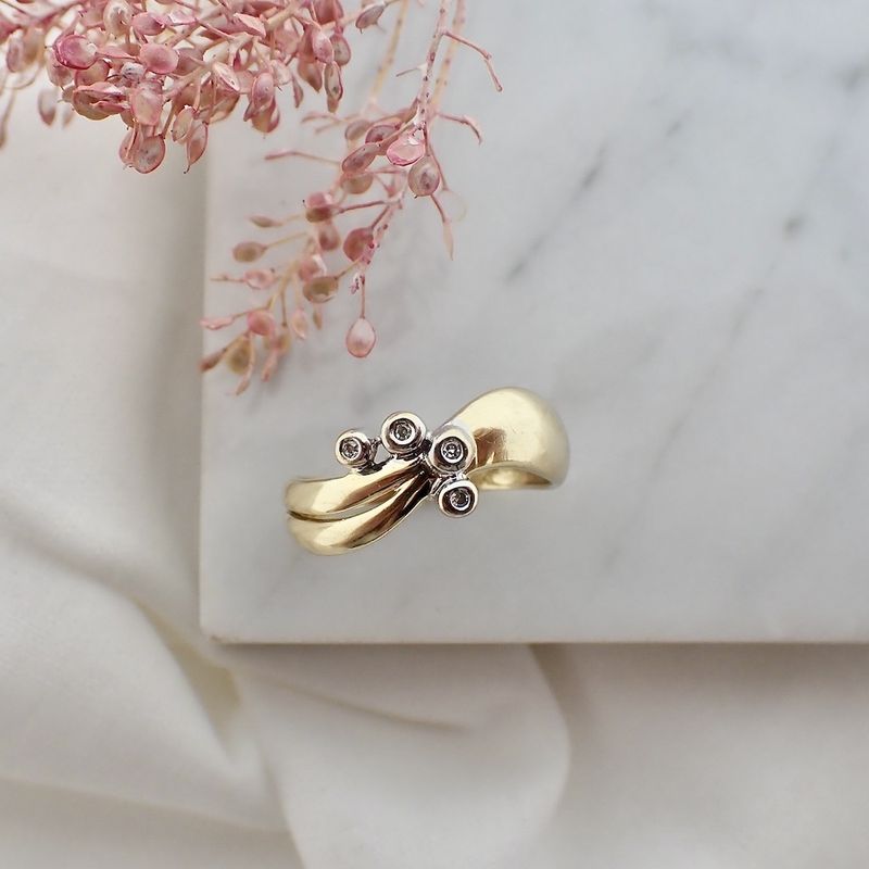 Image 2 of Golden fantasy ring with diamonds | 0.04 ct.