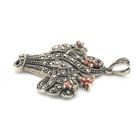Image 4 of Silver pendant with orange zirconia and marcasite; floral bouquet