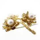 Image 3 of Golden flower brooch with pearls