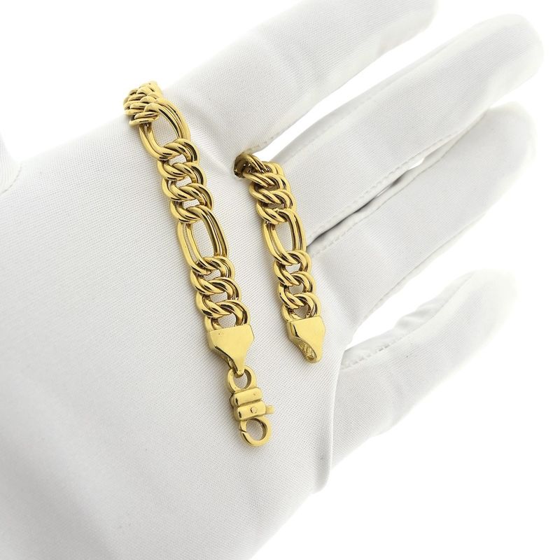 Image 9 of Gold flat Figaro/Prince of Wales bracelet