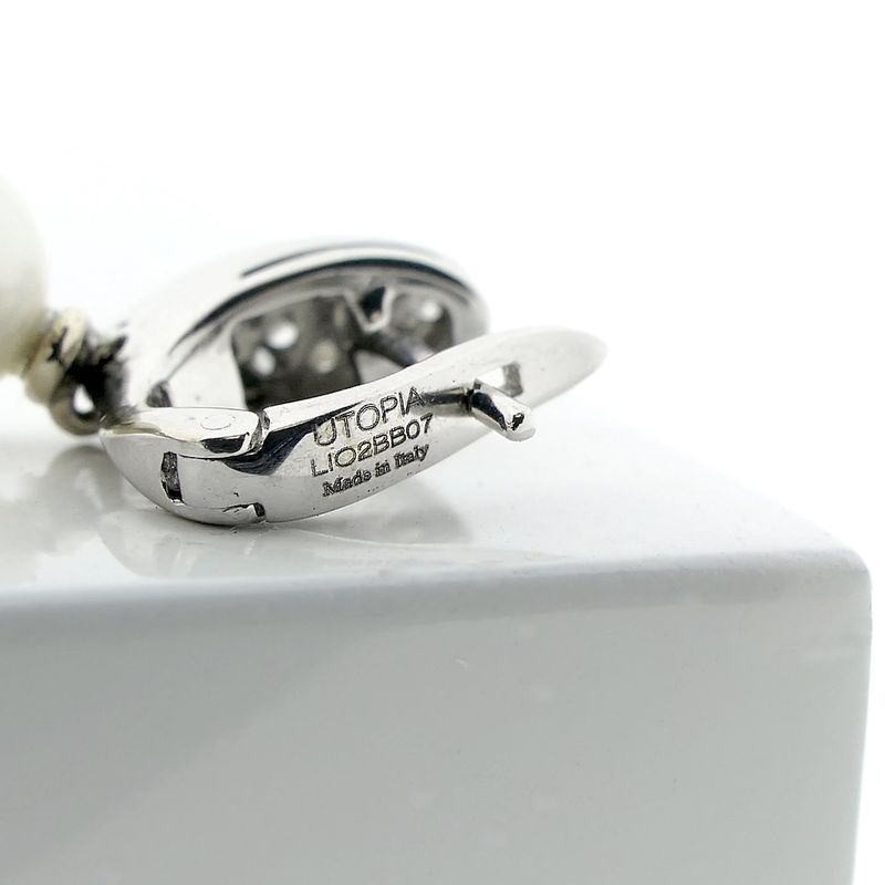 Image 8 of UTOPIA Art Deco white gold earrings with pearl and diamond 3.50 ct.
