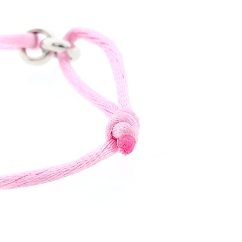 Image 5 of Forever Knots® Handmade Pink Satin Bracelet with Silver Chain