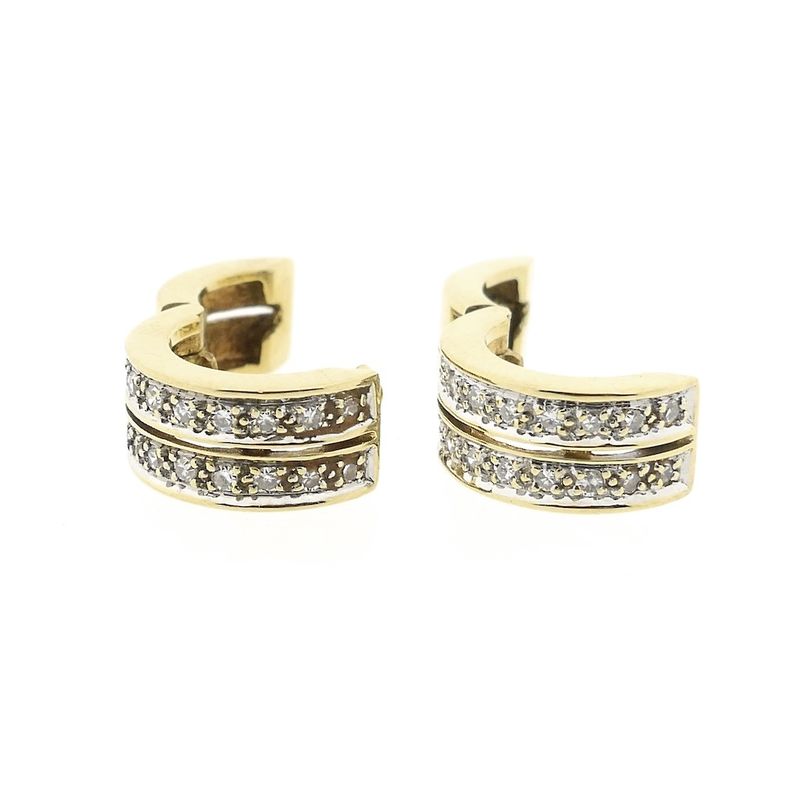 Image 6 of Gold hoop earrings with diamonds; Ø 13.1 mm