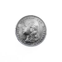 Silver brooch Wilhelmina long loose hair coin | 1892