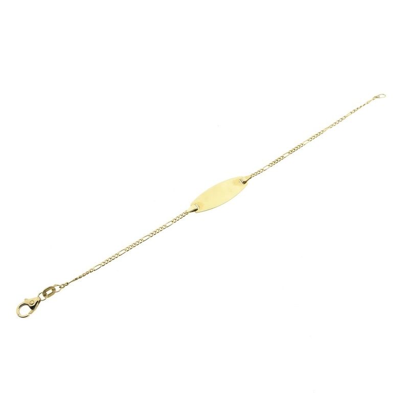 Image 6 of Gold Figaro link bracelet with engraving plate | 15 cm