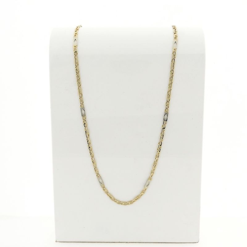 Image 1 of Two-tone gold navy link chain with diamonds