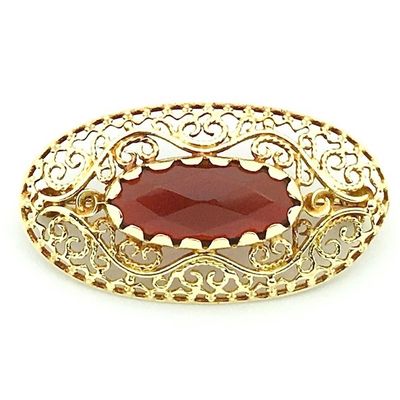 Image 1 of Antique gold brooch with carnelian